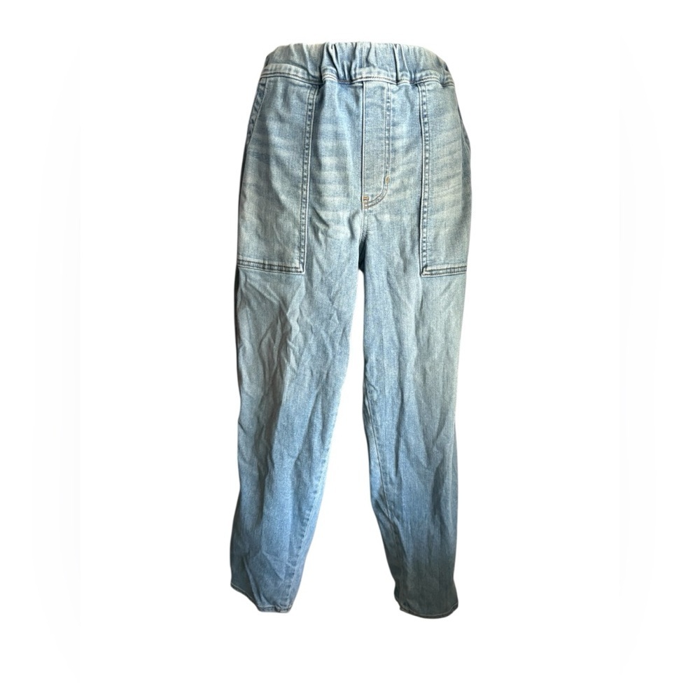 Madewell Light Blue Ankle Jeans Relaxed Pull-On Blue denim sz M elastic waist - Picture 6 of 11